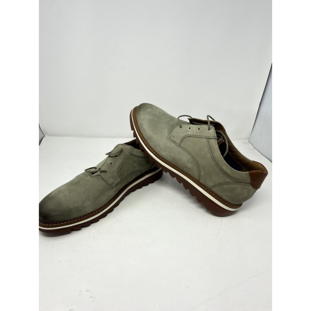 Nordstrom Rack Derby Shoes Mens 10W Gray Leather Lug Sole Burnished‎ Toe
